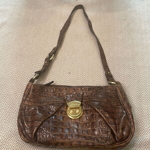Brahmin Brown Leather Croc Small Shoulder Purse